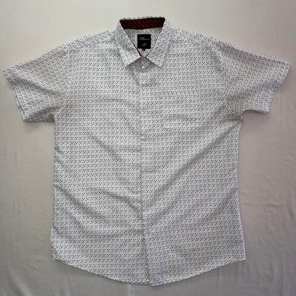 Planet B Geometric Mini Pattern Short Sleeve Button Up